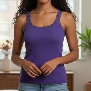 Apt 9 Purple Lace Trim Tank Top Extra Large (TK9)